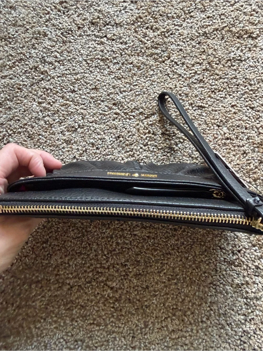 JUICY COUTURE Pleated Wristlet Clutch Purse in Black